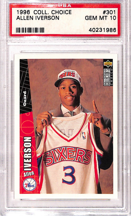 Allen Iverson 1996 Collectors Choice Rookie #301 PSA 10 Gem Mint