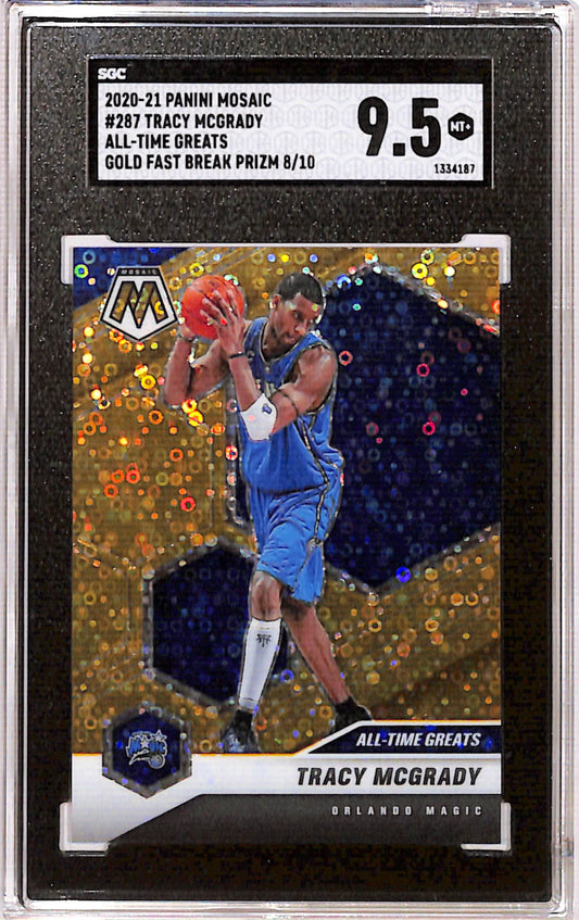 Tracy McGrady 2020 Panini Mosaic Fast Break Gold Prizm #8/10 SGC 9.5 Mint+