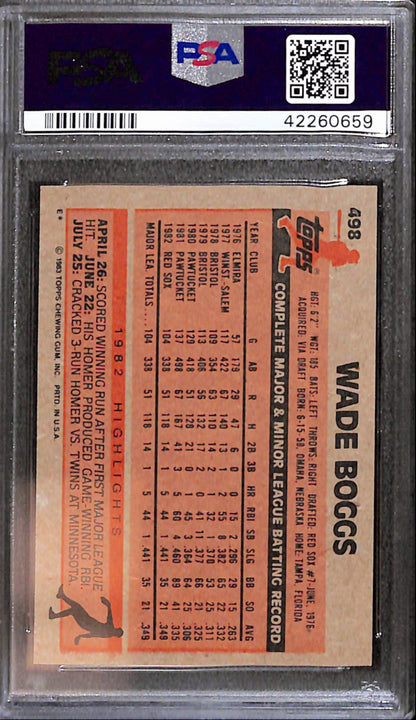 Wade Boggs 1983 Topps Rookie #498 PSA 10 Gem Mint
