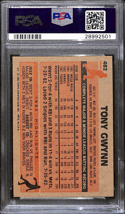 Tony Gwynn 1983 Topps Rookie #482 PSA 10 Gem Mint