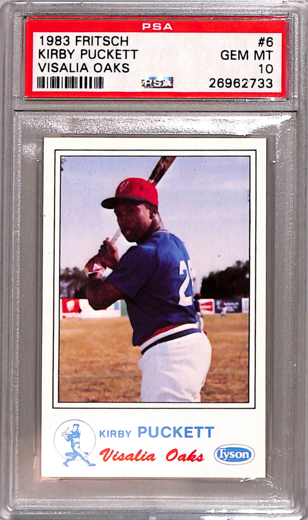 Kirby Puckett 1983 Fritsch Visalia Oaks Minor League Rookie PSA 10 Gem Mint