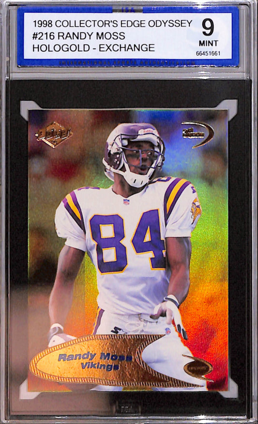 Randy Moss 1998 Collectors Edge Odyssey Rookie #216 Holo Gold ISA 9 Mint