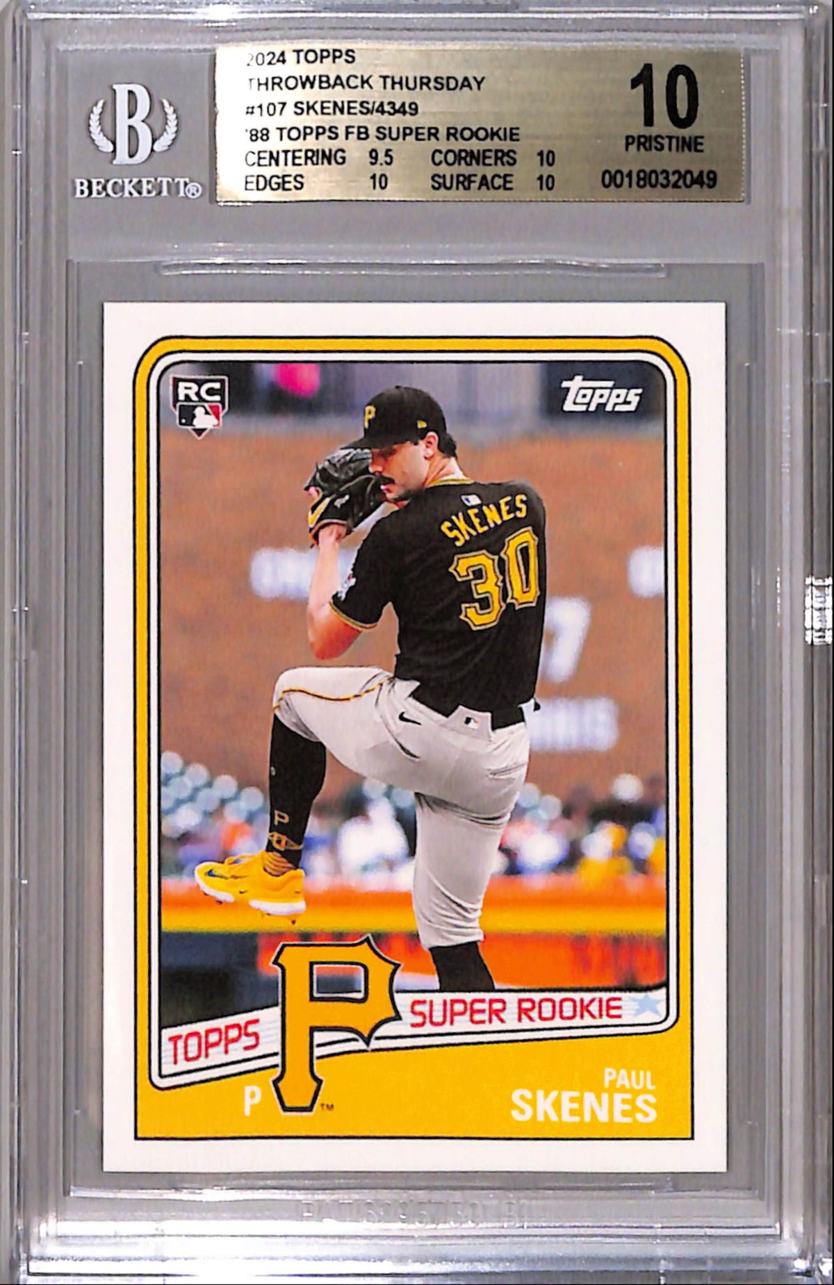 Paul Skenes 2024 Topps Throwback Thursday 1988 Topps BGS 10 Pristne