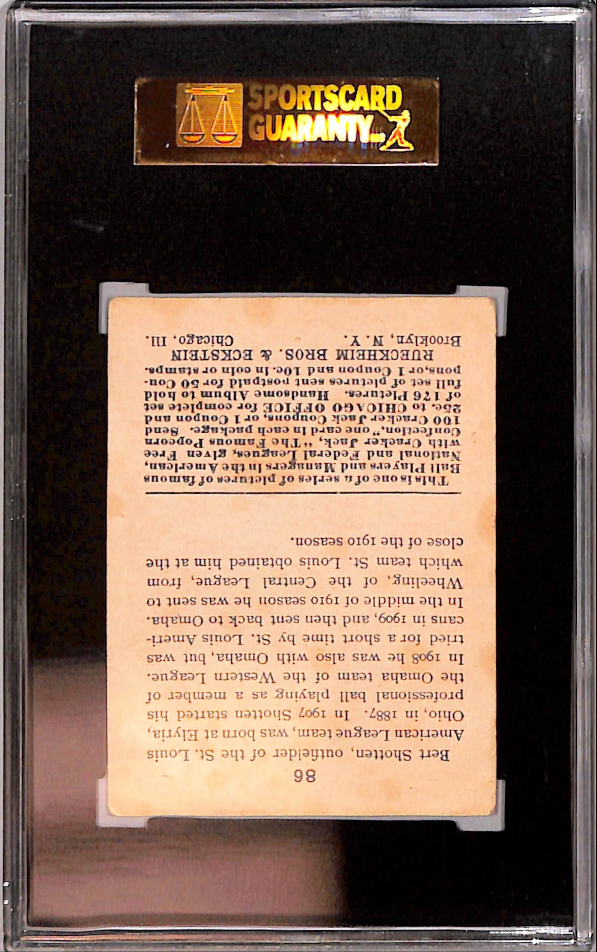 Bert Shotten 1915 Cracker Jack #86 SGC 3 Very Good