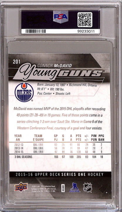 Connor McDavid 2015 Upper Deck Jumbo Rookie #201 PSA 8 Nm-Mint