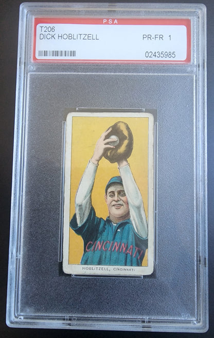 Dick Hoblitzell 1909-11 T206 Piedmont 350/25 Catching PSA 1 Poor