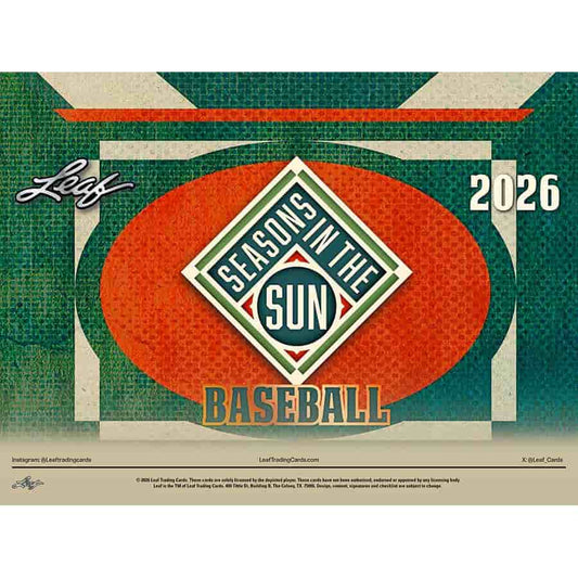 2026 Leaf Seasons in the Sun Baseball Hobby Box
