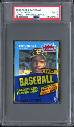 1987 Fleer Baseball Cello Pack Barry Bonds on Top PSA 9 Mint