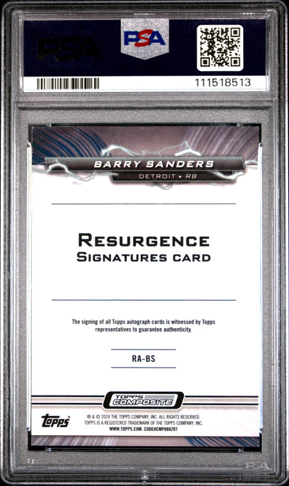 Barry Sanders 2023 Topps Compositie Resurgence Blue Surge Auto #7/15 PSA 9 Mint
