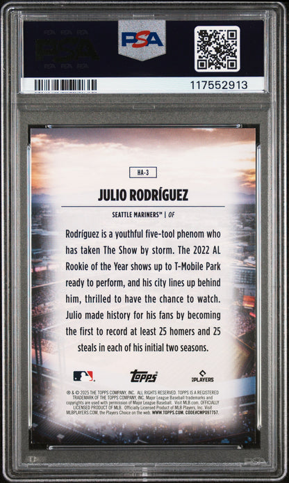 Julio Rodriguez 2025 Topps Home Field Advantage #HA3 PSA 9 Mint