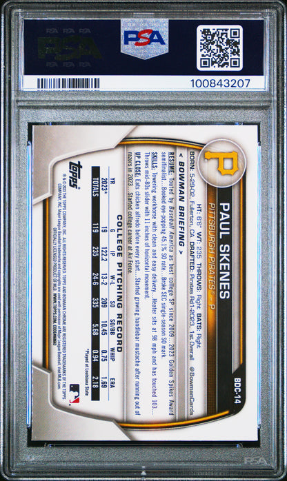 Paul Skenes 2023 Bowman Draft Blue Refractor #59/150 PSA 9 Mint