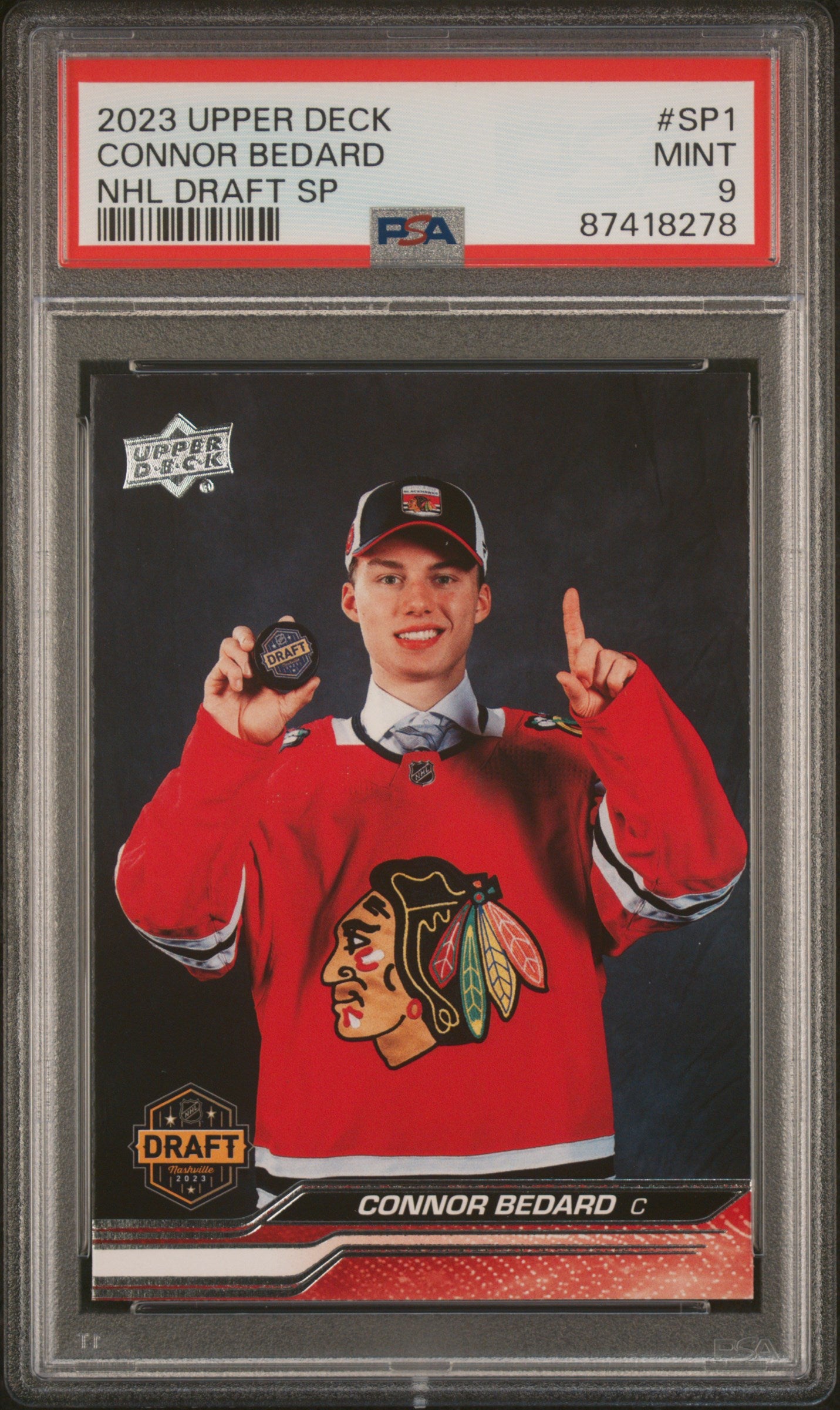 Connor Bedard 2023 Upper Deck NHL Draft SP #SP1 PSA 9 Mint