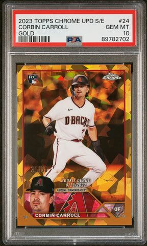 Corbin Carroll 2023 Topps Chrome Sapphire Update Gold #35/50 PSA 10 Gem Mint