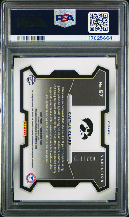 Caitlin Clark 2024 Panini Prizm Draft Campus Legend Purple Ice #37/149 PSA 10 Gem Mint