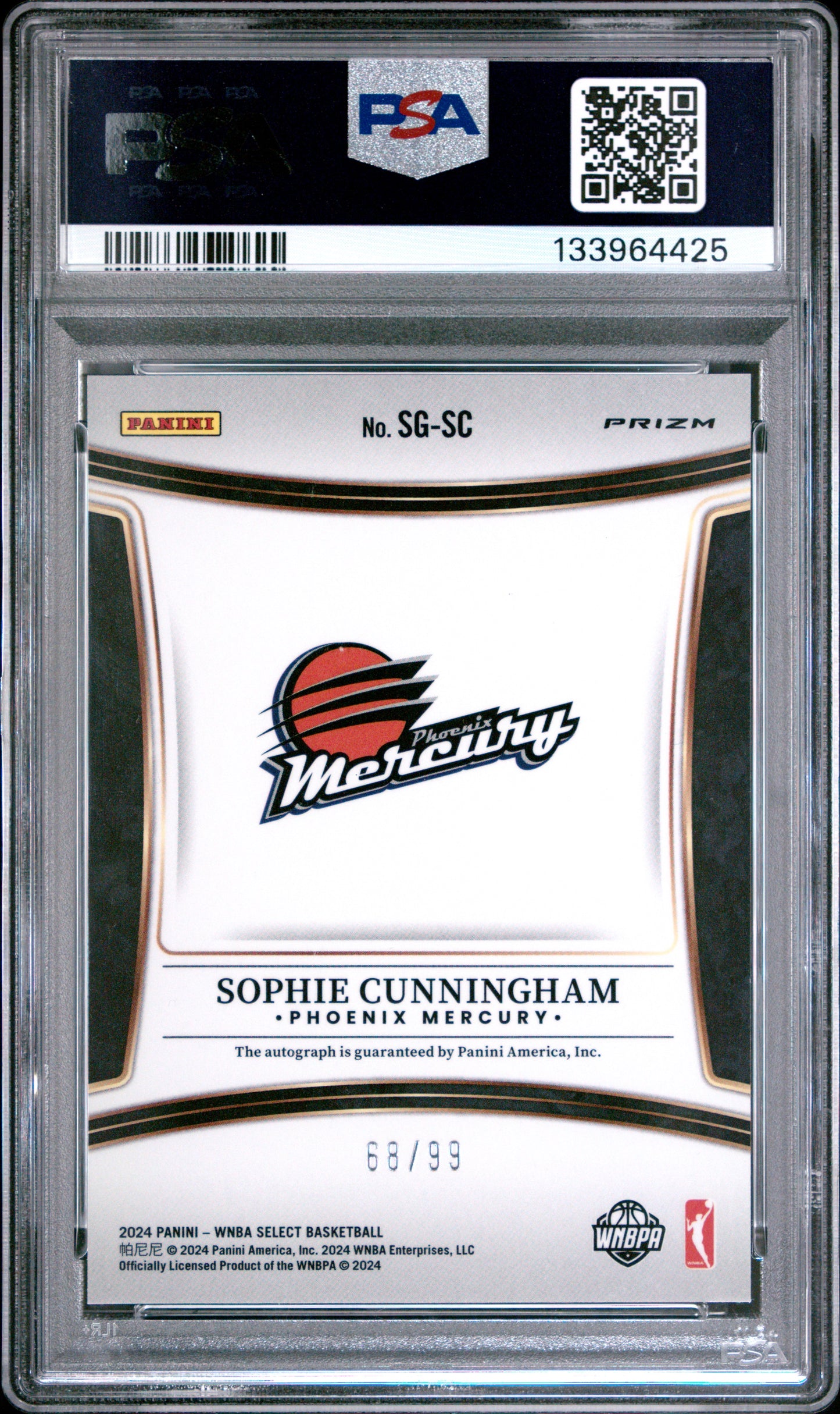 Sophie Cunningham 2024 Panni Select WNBA Red Prizm Autograph #68/99 PSA 10 Gem Mint
