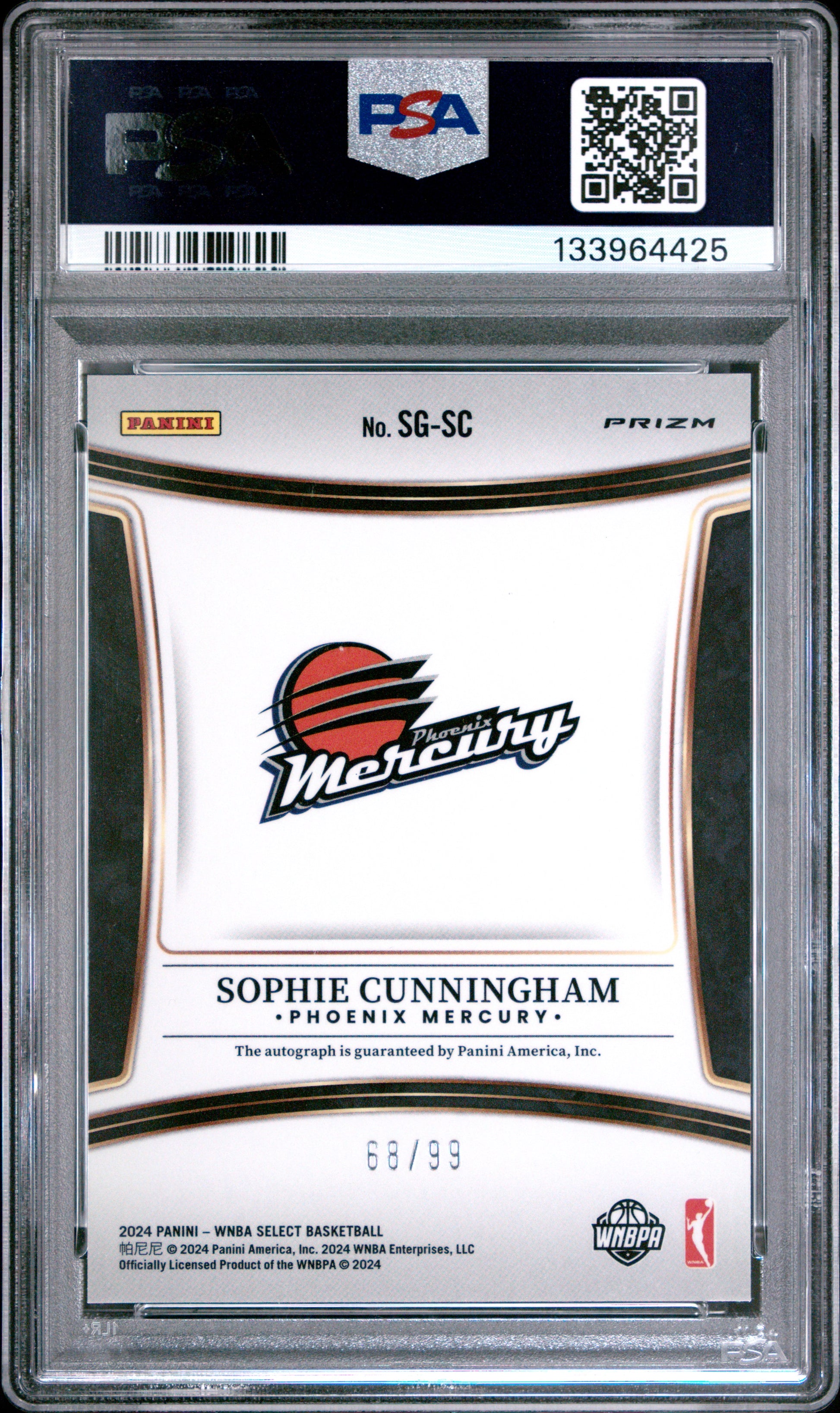 Sophie Cunningham 2024 Panni Select WNBA Red Prizm Autograph #68/99 PSA 10 Gem Mint