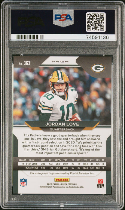 Jordan Love 2020 Panini Prizm Rookie Autograph PSA 10 Gem Mint