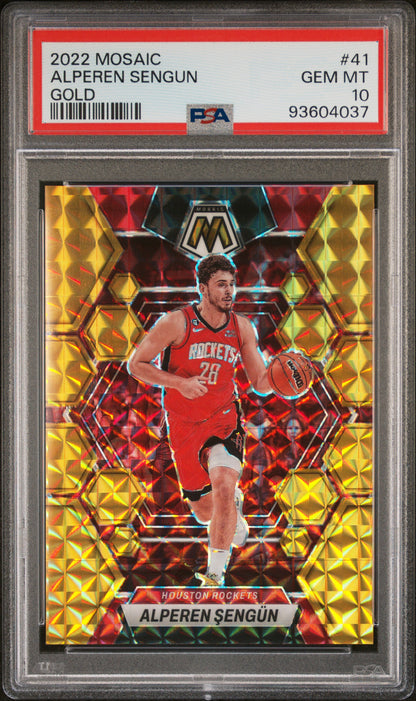 Alperen Sengun 2022 Panini Mosaic #41 Gold #3/10 PSA 10 Gem Mint