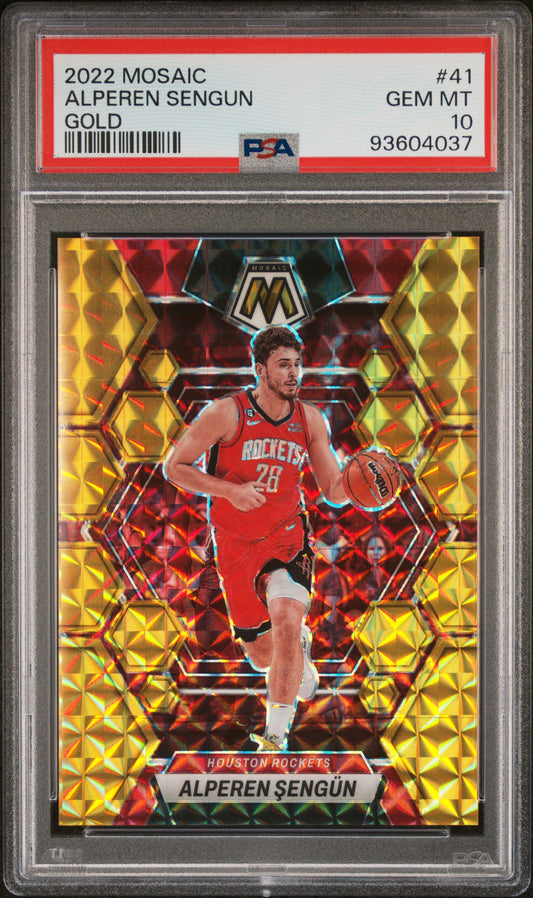 Alperen Sengun 2022 Panini Mosaic #41 Gold #3/10 PSA 10 Gem Mint
