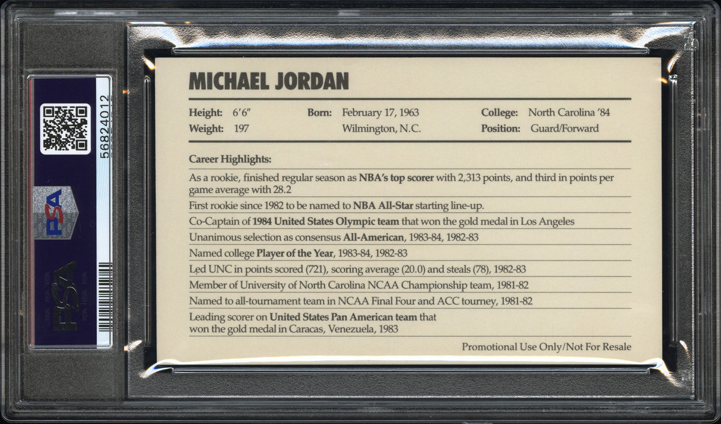 Michael Jordan 1985 Nike Promo PSA 8 Nm-Mint