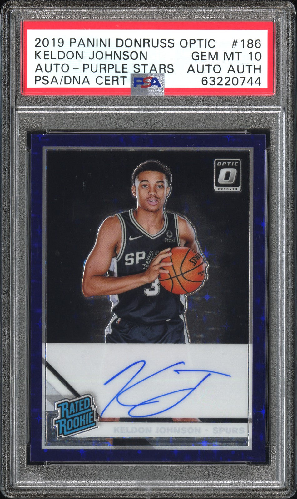 Keldon Johnson 2019 Donruss Optic Purple Stars Auto Rookie #19/49 PSA 10 Gem Mint