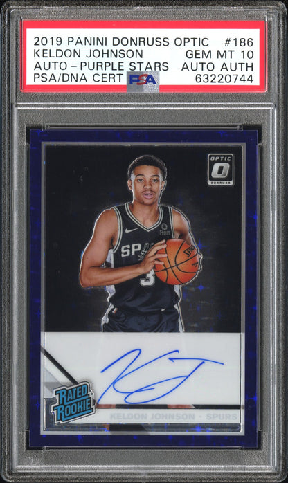 Keldon Johnson 2019 Donruss Optic Purple Stars Auto Rookie #19/49 PSA 10 Gem Mint