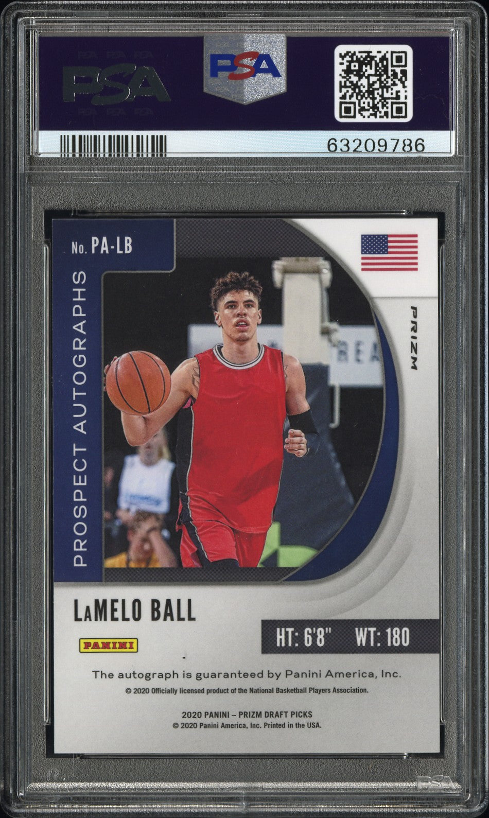 LaMelo Ball 2020 Prizm Draft Autograph Silver Prizm PSA 9 Mint