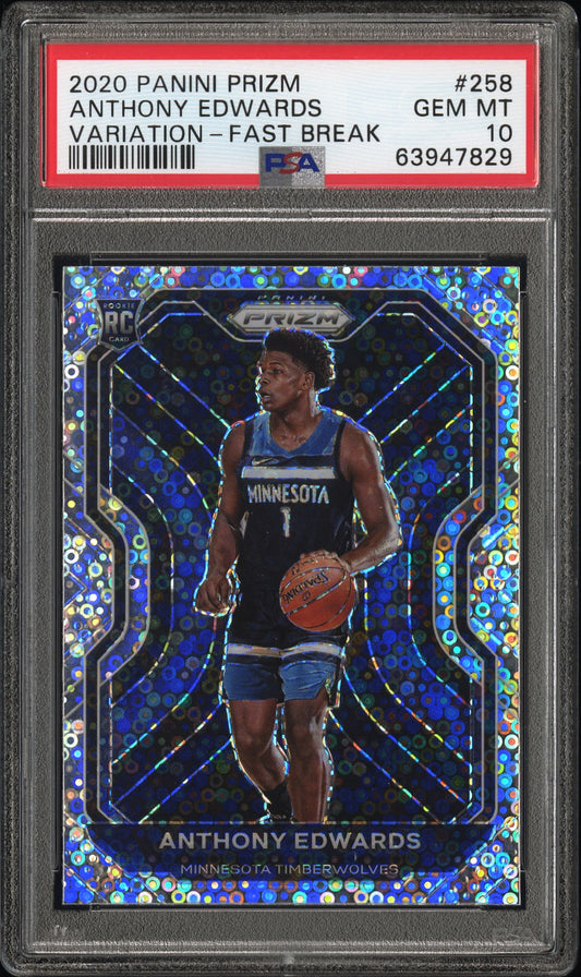 Anthony Edwards 2020 Panini Prizm Rookie #258 Variation Fast Break PSA 10 Gem Mint