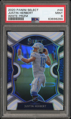 Justin Herbert 2020 Panini Select RC White Prizm #26/35 PSA 9 Mint