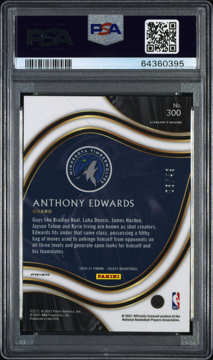 Anthony Edwards 2020 Panini Select #300 Red Disco Prizm #8/49 PSA 10 Gem Mint