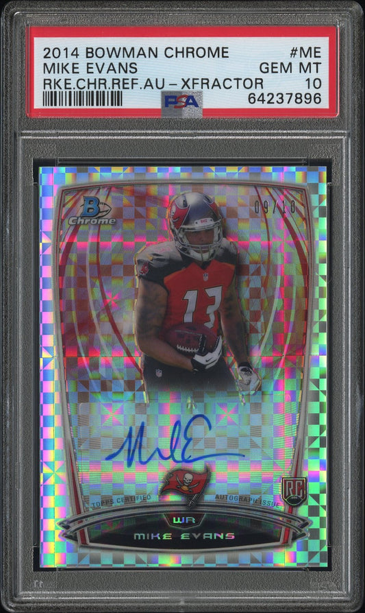Mike Evans 2014 Bowman Chrome Rookie Xfractor Auto #9/10 PSA 10 Gem Mint