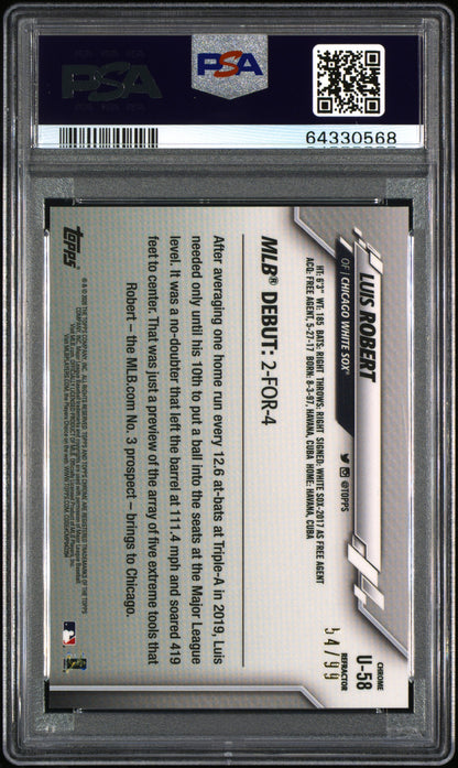 Luis Robert 2020 Topps Chrome Update X-Fractor Rookie #54/99 PSA 8 Nm-Mint