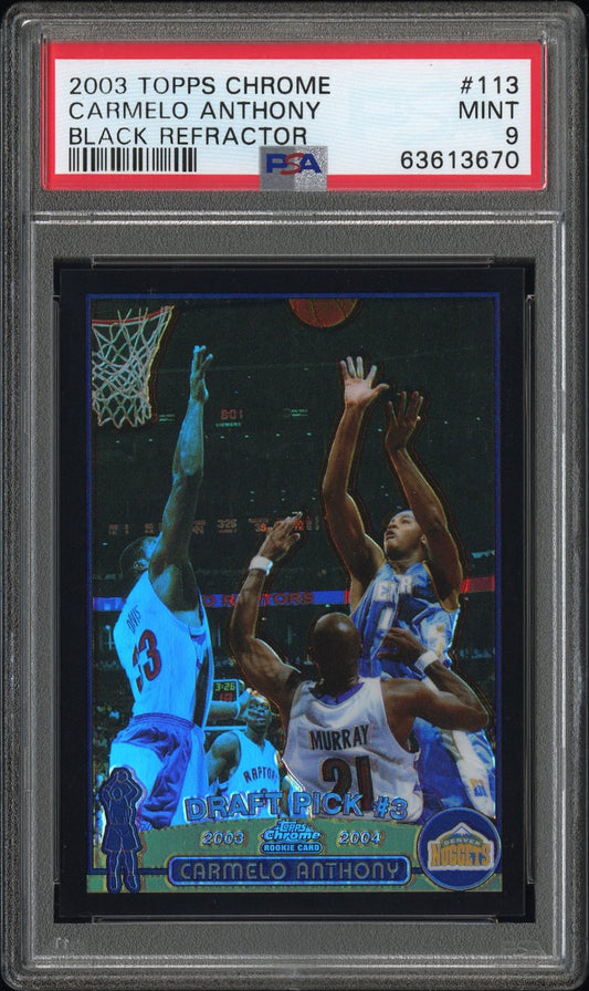 Carmelo Anthony 2003 Topps Chrome #113 Black Refractor 469/500 PSA 9 Mint