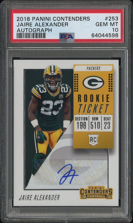 Jaire Alexander 2018 Panini Contenders Rookie Auto PSA 10 Gem Mint