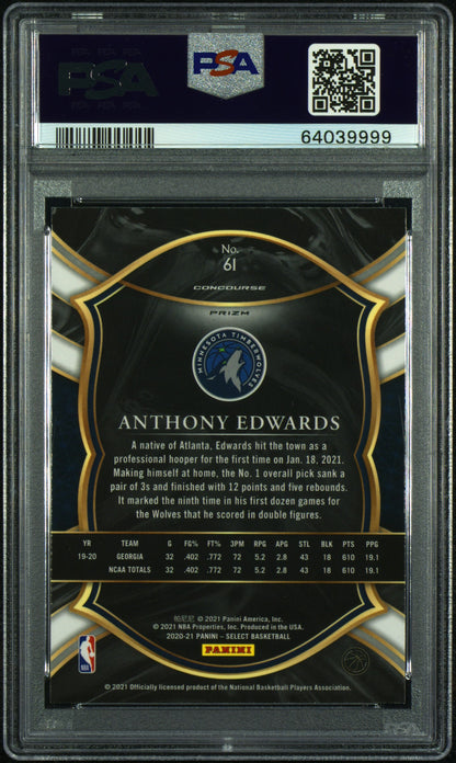 Anthony Edwards 2020 Panini Select Silver #61 PSA 10 Gem Mint 9999