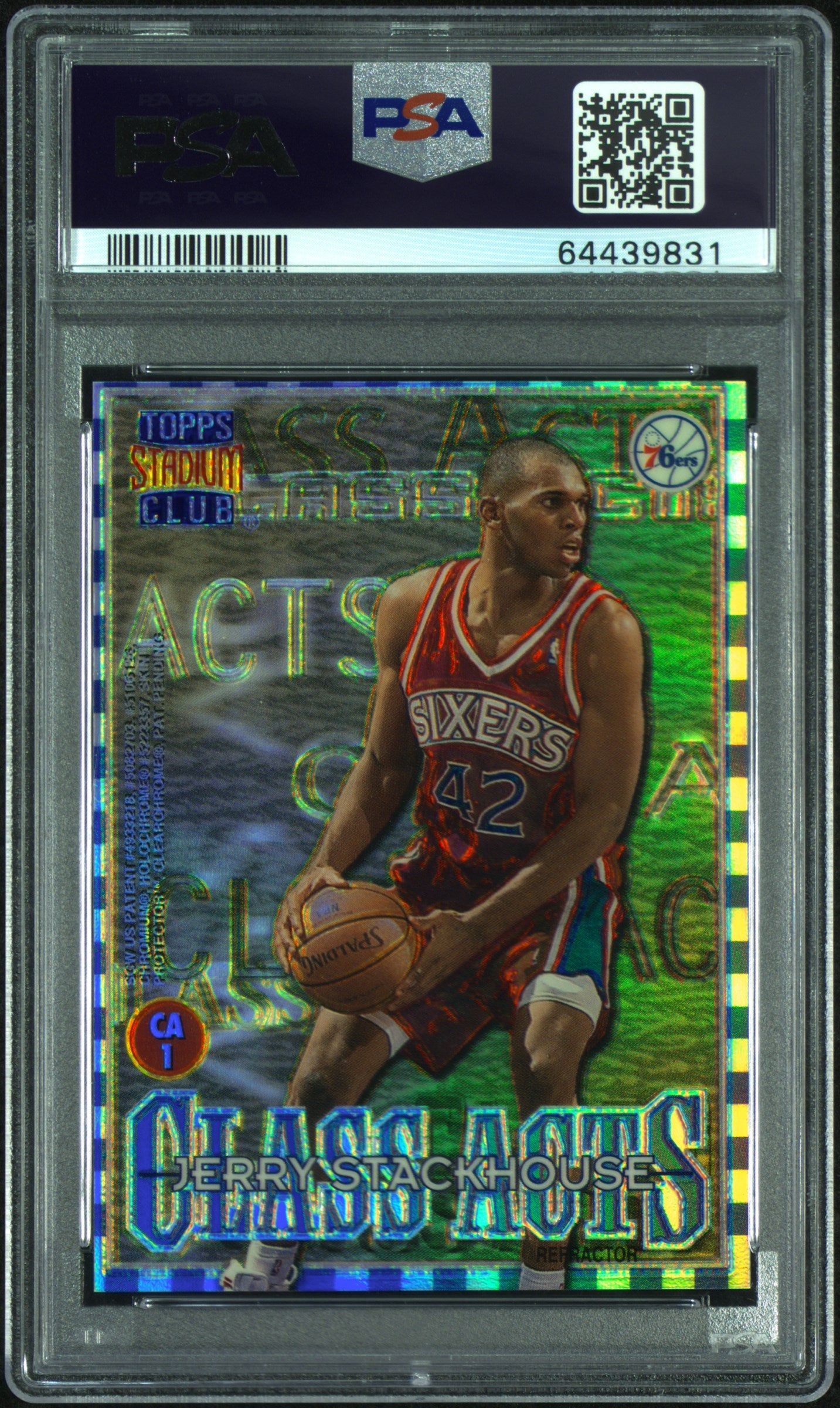 Michael Jordan/Jerry Stackhouse 1996 Stadium Club Class Acts Refractor PSA 8 Nm-Mint