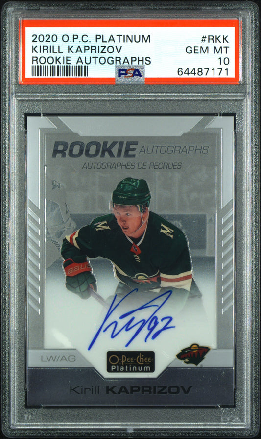 Kirill Kaprizov 2020 Upper Deck OPC Platinum Rookie Autographs PSA 10 Gem Mint