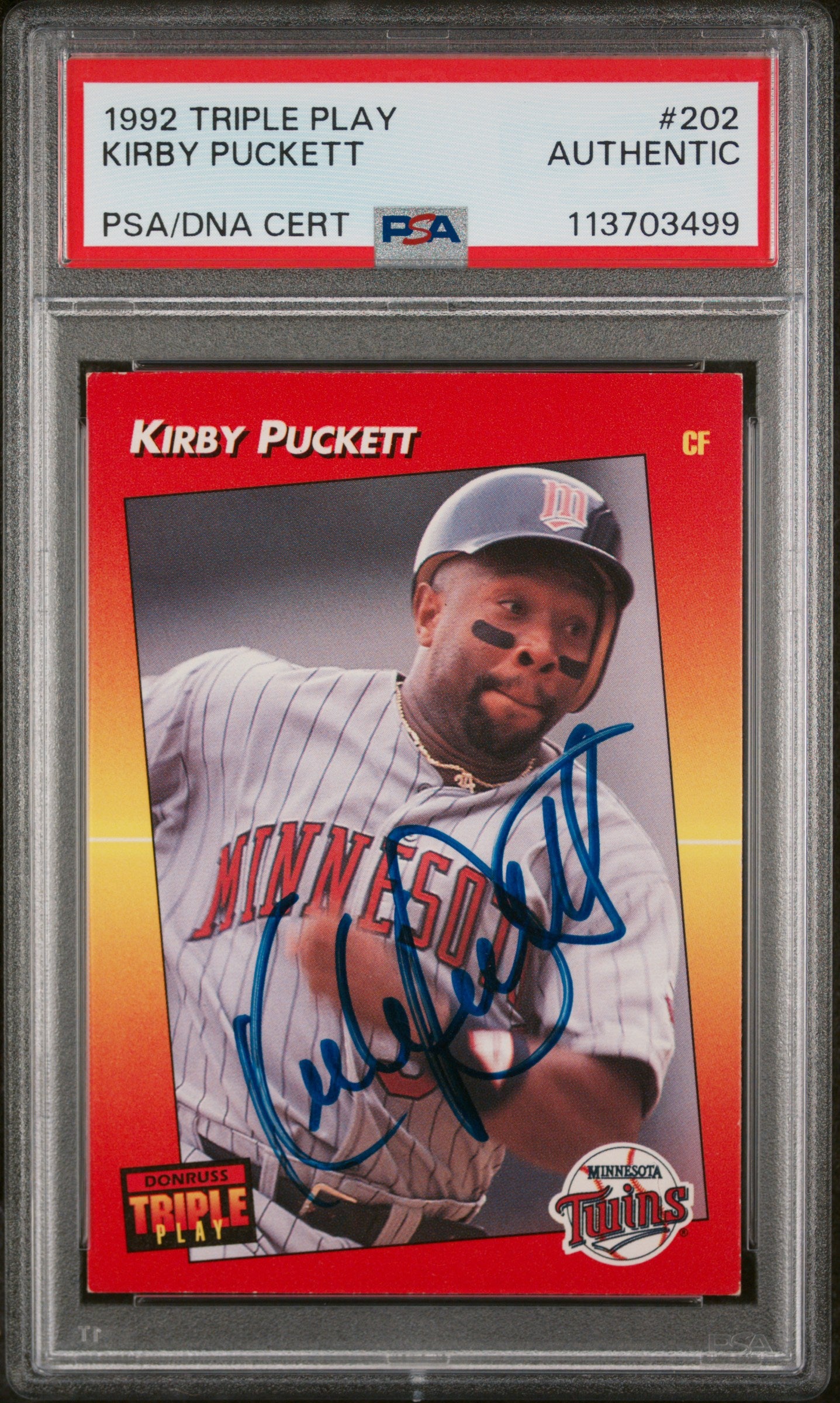 Kirby Puckett 1992 Triple Play Autograph PSA Auth