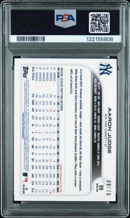 Aaron Judge 2022 Topps #99 Independence Day #9/76 PSA 9 Mint