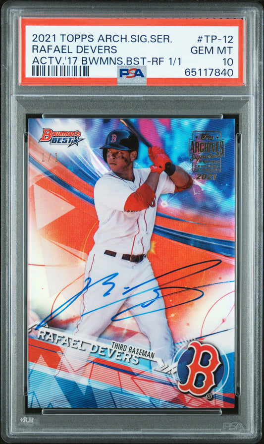Rafael Devers 2021 Topps Archives Signature Series 2017 Bowmans Best Auto #1/1 PSA 10 Gem Mint