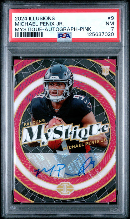 Michael Penix Jr 2024 Panini Illusions Pink Mystique Auto #1/50 PSA 7 Near Mint