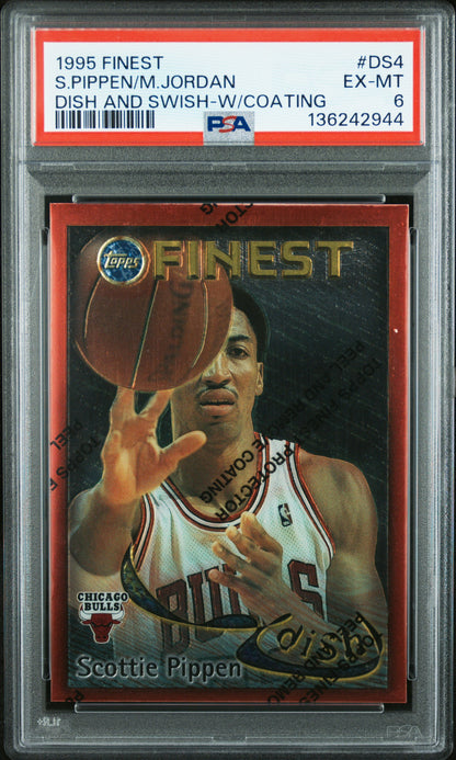Michael Jordan + Scottie Pippen 1995 Topps Finest Swish and Dish PSA 6 Ex-Mint