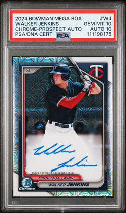 Walker Jenkins 2024 Bowman Chrome Mega Box Auto PSA 10 Auto 10