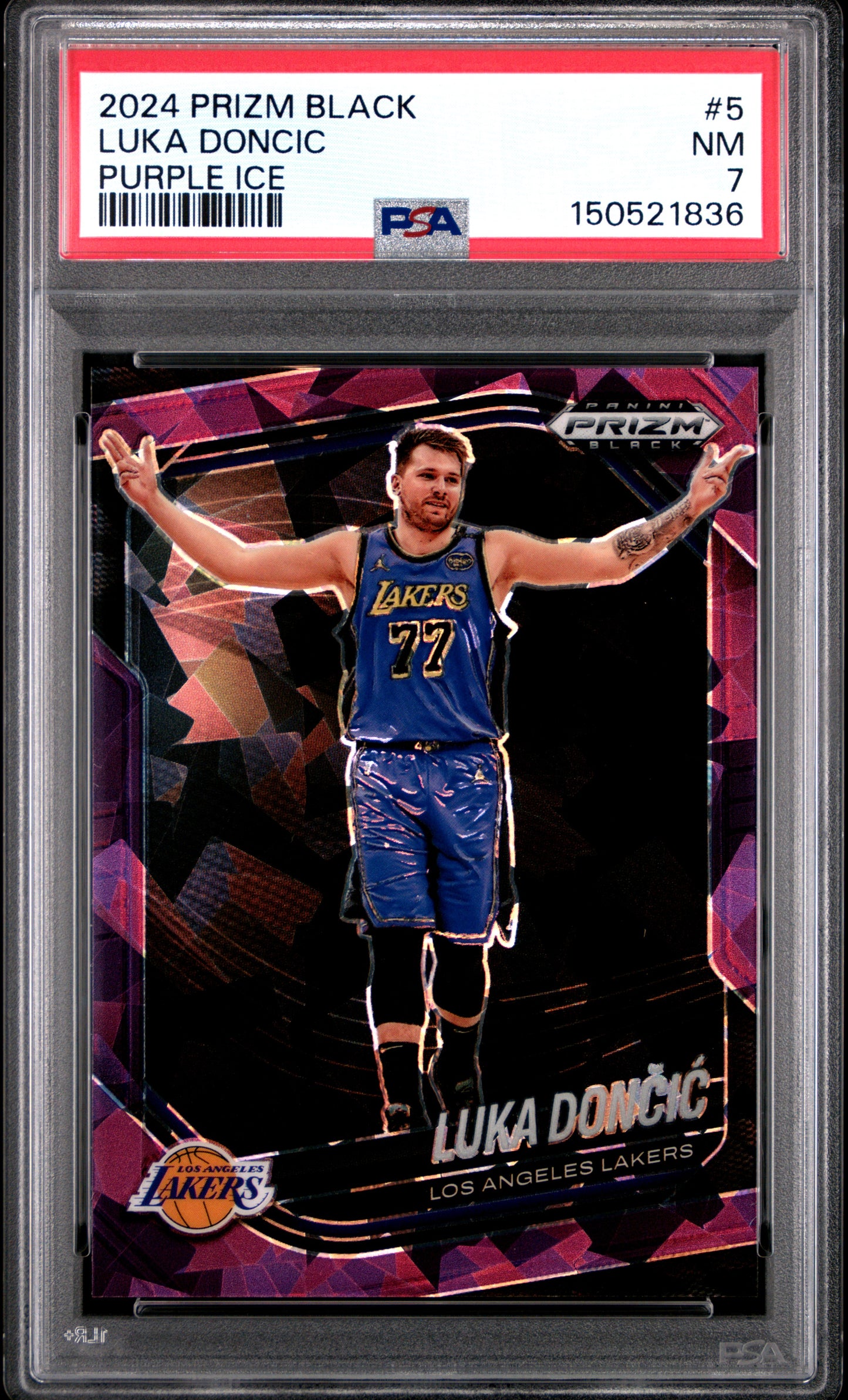 Luke Doncic 2024 Panini Prizm Black #5 Purple Ice #49/149 PSA 7 Near Mint