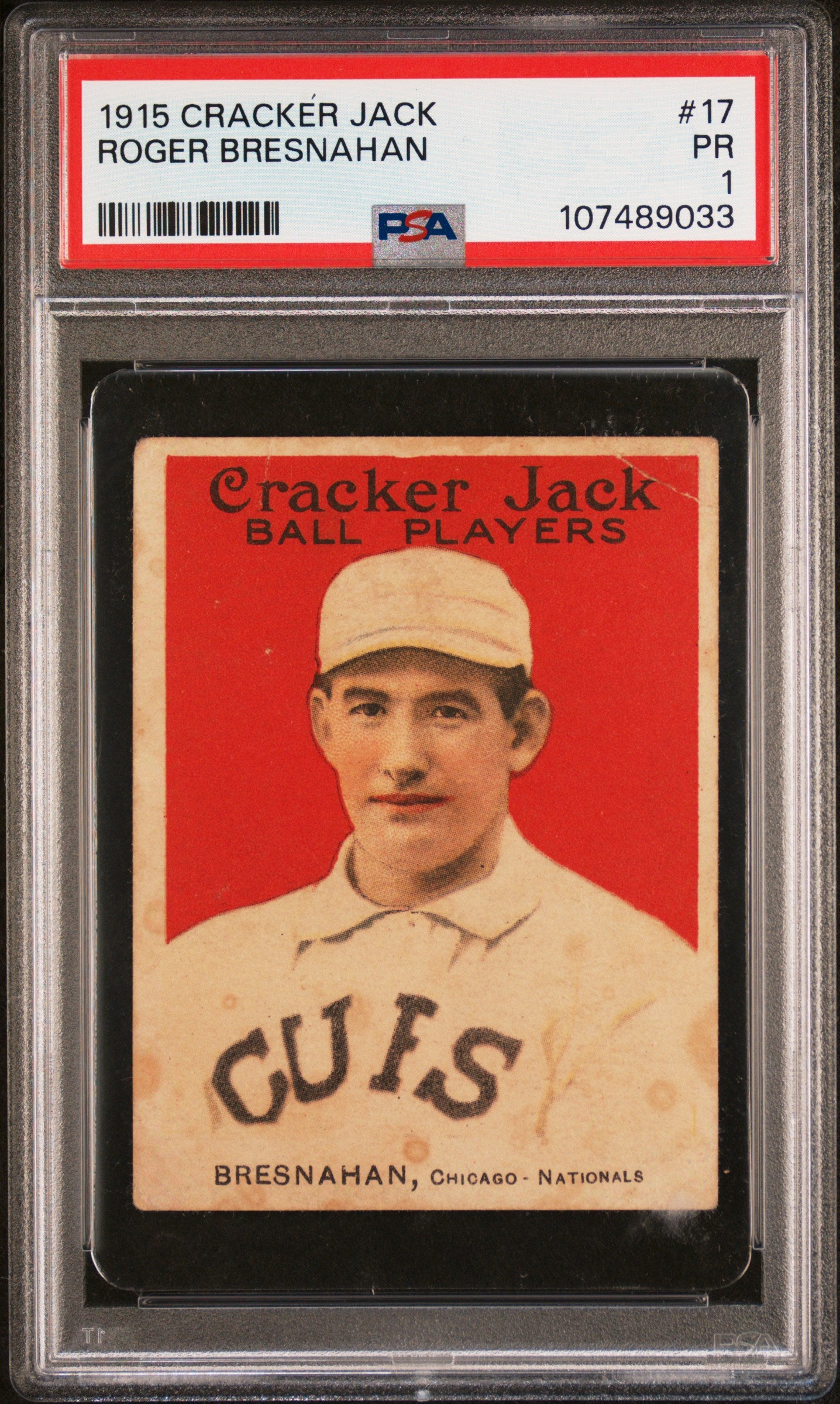 Roger Bresnahan 1915 Cracker Jack #17 PSA 1 Poor
