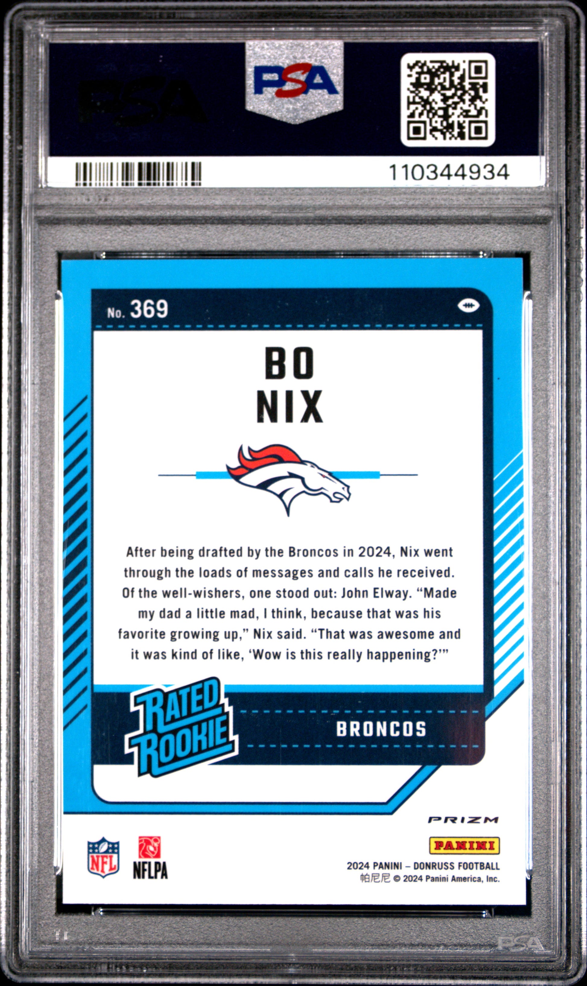 Bo Nix 2024 Donruss Optic PReview Football Emoji PSA 10 Gem Mint