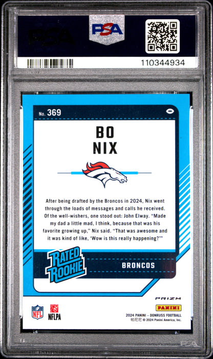 Bo Nix 2024 Donruss Optic PReview Football Emoji PSA 10 Gem Mint