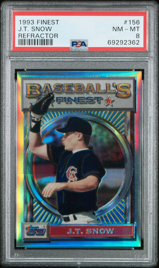 J.T. Snow 1993 Topps Finest Refractor #156 PSA 8 Nm-Mint