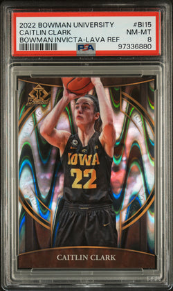 Caitlin Clark 2022 Bowman University #BI15 Invicta Lava Refactor #36/150 PSA 8 Nm-Mint