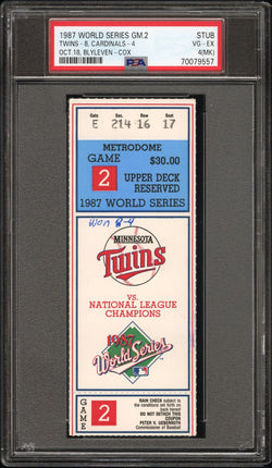 1987 World Series Game 2 Ticket Stub PSA 4 MK